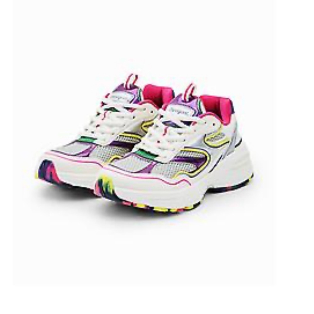 Rare*Desigual Moon Multicolour Running Sneakers with Multicoloured Sole Size 8